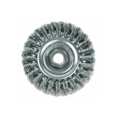 Weiler Standard Twist Knot Wire Wheel, 4 in dia x 1/2 in W Face, 0.014 in Steel Wire, 20000 RPM 804-13106