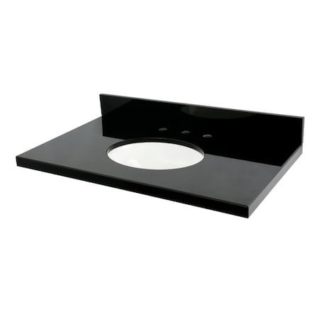 Kingston Brass 36" x 22" Black Granite Vanity Top with Oval Sink, 8" Faucet Drillings, Black/White KVPK3622K38