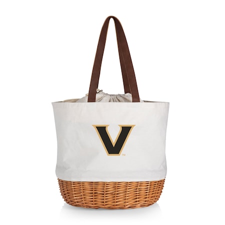 Picnic Time Family Of Brands NCAA Vanderbilt Commodores Coronado Canvas and Willow Basket Tote - Picnic Bag 203-00-187-584-0