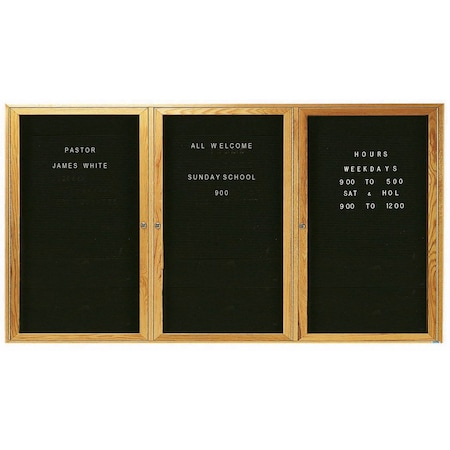 Aarco Enclosed Changeable Letter Board, BlackFelt, RedOakFrame, High Gloss Lacquer Finish, 48''Hx96''W ODC4896-3