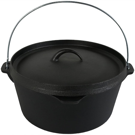 Homeroots 12in Black Cast Iron Dutch Oven Stock Pot 666726