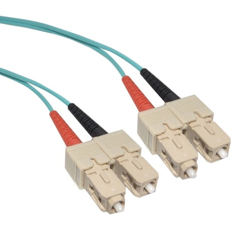 Cable Wholesale SC/UPC OM3 Duplex 2.0mm Fiber Optic Patch Cord, OFNR, Multimode 50/125, Aqua Jacket, Beige SCSC-31003