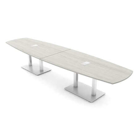 Skutchi Designs Arc Boat Conference Table, 45 in W, 168 in L, Ivory HAR-ABOT-48x168-DOU-K458-ESIL