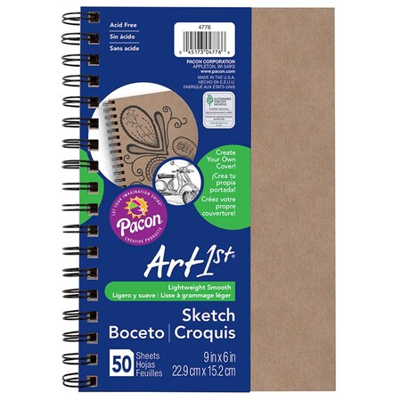 Pacon 9 x 6 in. Sketch Diary Chip Cover, Natural - 6 Each PAC4776-6