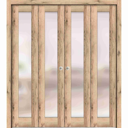 Sartodoors Sliding Closet Double Bi-fold Doors Planum 2102 Oak Solid Core Modern Interior PLANUM2102DBF-DUB-96 x 80 (4* 24x80)