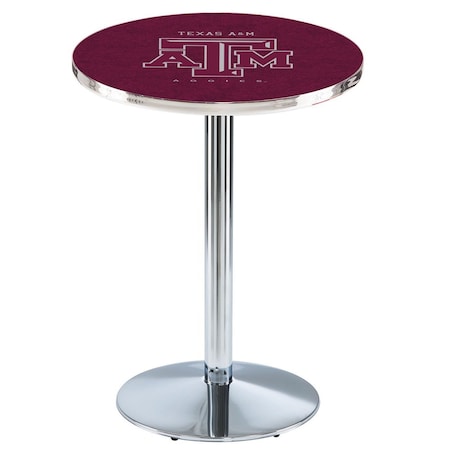 Holland Bar Stool Co 36" Chrome Texas A&M Pub Table, 36" dia. Top L214C3636TexA-M