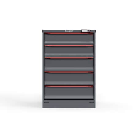 Strong Hold 5 drawer cabinet - (2x 6ft, 3x 7ft) - Red accents - E-Lock w/ Tracking S3044-PPTAS-0501DS