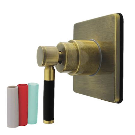 Kingston Brass Single-Handle Six-Way Diverter Valve with Square Trim Kit, Antique Brass KS4043DKL
