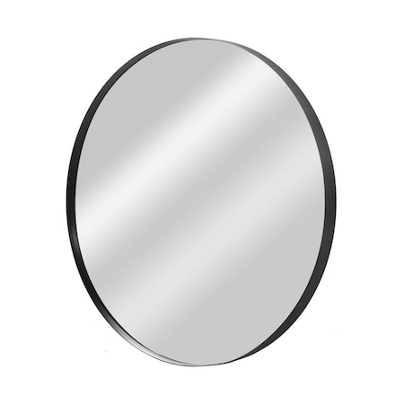 Homeroots 35" Black Round Aluminum Framed Bathroom Vanity Mirror 565013