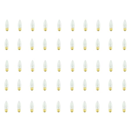 Bulbrite 40W Dimmable B10 Incandescent Light Bulbs, Clear, Medium E26 Base, 2700K, 225lu, 50PK 861087