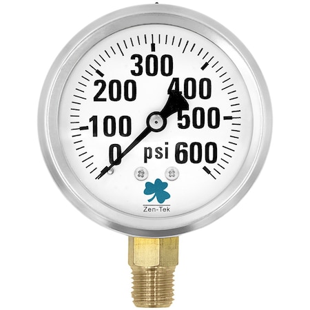 Zenport Glycerin Liquid Filled Pressure Gauge, 600 PSI, 3PK LPG600