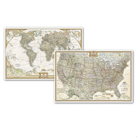 National Geographic World and United States Executive, Poster Size, Map Pack Bundle, 36'' x 24'' RE01021232B