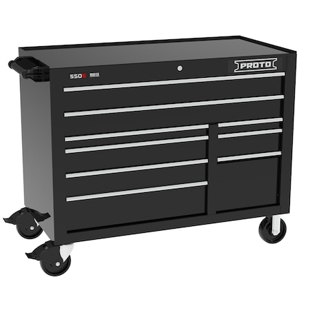 Proto 550 Series Rolling Tool Cabinet, 9 Drawer, Black, 50 in W x 25-1/4 in D x 41 in H J555041B-9BK