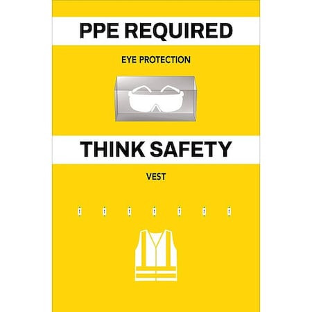 Visual Workplace PPE Shadow Board, Yellow, 24 in H 30-1910-3624-P61801