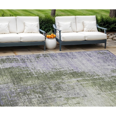 Homeroots 9' X 12' Olive Green And Purple Abstract Washable Indoor Outdoor Area Rug 587252