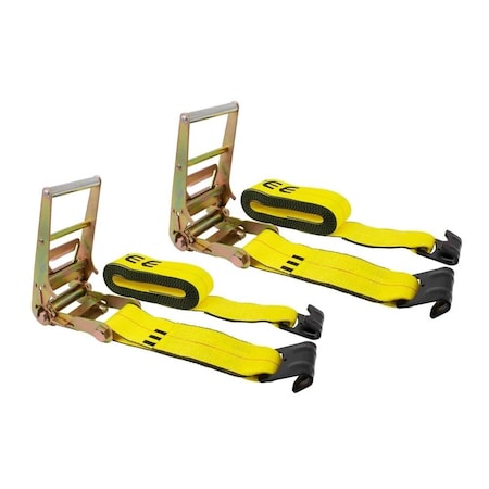 Mytee Products 4in x 30ft Ratchet Straps W/Flat Hook eXtreme, 6,670 Lbs WLL, 2PK RS430HDx2