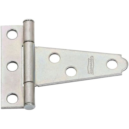 National Hardware T-Hinge, 1.81 in W Frame Leaf, 0.54 in H Frame Leaf, Steel, Zinc, Tight Pin, 18 lb N128-421