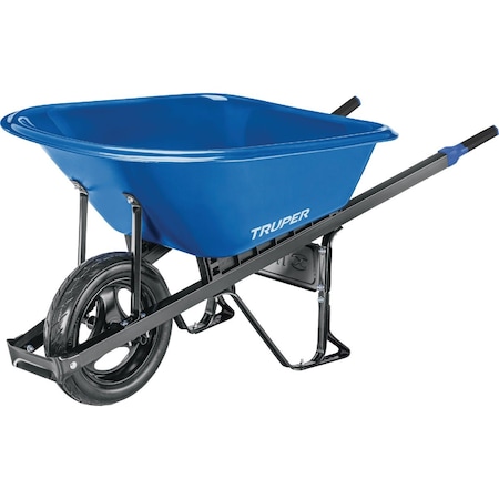 Truper 6 Cu. ' HDPE Tray Wheelbarrow with Steel Handles PH6-SF