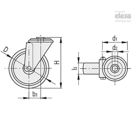 Elesa 452493 Castors steel bracket Injected polyurethane coating plate bracket and center 452493