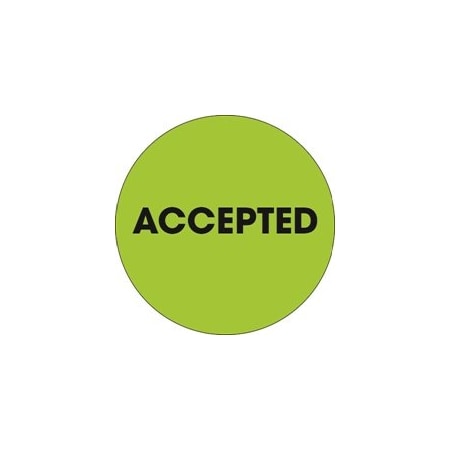 Bubblefast 2'' Circle - ''Accepted'' Fluorescent Green Labels BFDL1264