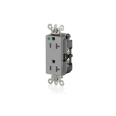 Leviton PlugsandReceptacles, 20A, 125VAC, Gry, Nylon 16362-SGG