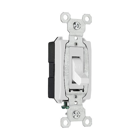 Pass & Seymour Wall Switch, 2 hp, Toggle, 20 A, White CSB20AC1W