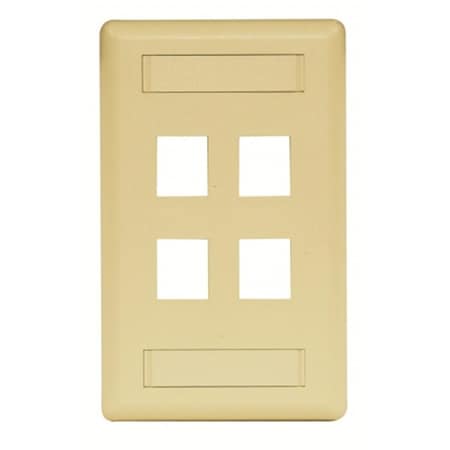 Fasttrack 4 Port Rear Loading Single Gang Face Plate- Electric Ivory FA3011407