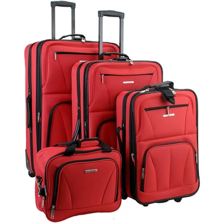 Rockland 4 Piece Luggage Set - Red F32-Red