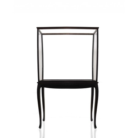 Homeroots 14in Black And Clear Glass Standard Display Stand 364379