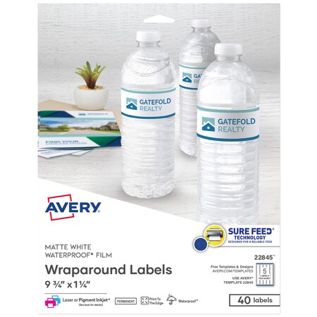 Avery Printable Blank Wraparound Rectang, PK40 22845