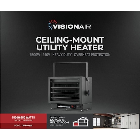 Vision Air 7500W/6250W 240V Wire Element Electric Ceiling Mount Heater 2VAHG7500