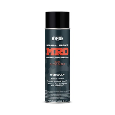 Seymour Midwest MRO Industrial High-Solids Spray Paint, Gloss Black, 16 oz 6201415-1
