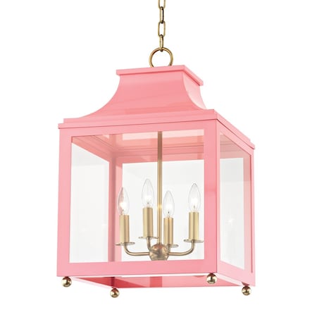 Mitzi Leigh 4 Light Lantern 16 In. Aged Brass/Pink H259704L-AGB/PK