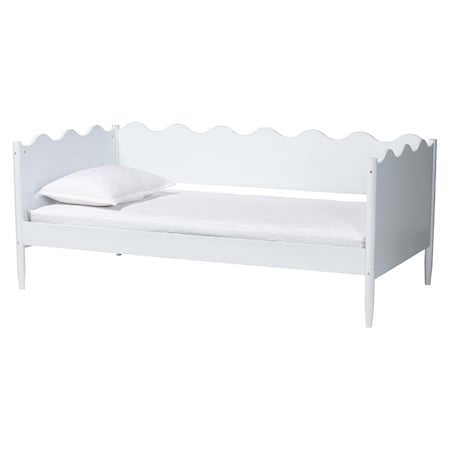 Baxton Studio Malaya Modern White Wood Twin Daybed with Scalloped Edges 256-14020-ZORO