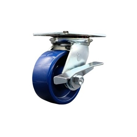 Service Caster 5 Inch Heavy Duty Solid Poly Caster with Ball Bearing and Brake SCC-35S520-SPUB-SLB