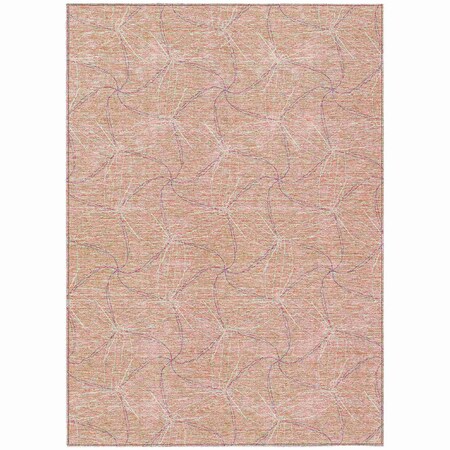 Homeroots 8' X 10' Pink And Ivory Geometric Washable Indoor Outdoor Area Rug 614104