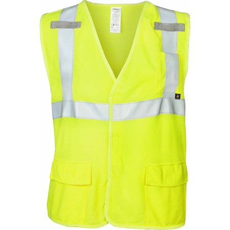 Ironwear Hi-Vis FR Safety Vest 4XL Class 2 , Hook & Loop 3 Pockets 1266FR-L-RD-4XL