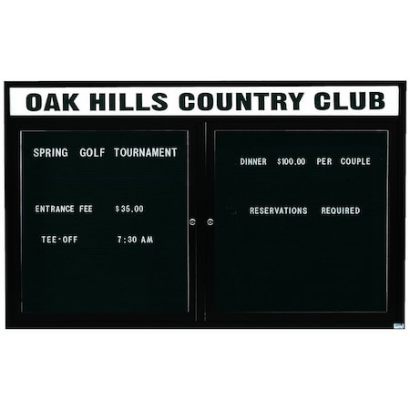 Aarco Outdoor Enclosed Directory w/ Al Frame Header, Frame is Powder Coated Black, 36''Hx60''W OADC3660HBK