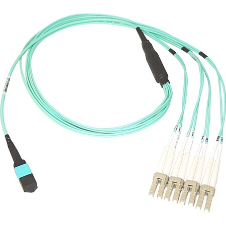 Cable Wholesale Plenum Fiber Optic Cable, 40 Gigabit Ethernet QSFP 40GBase-SR4 to MTP(MPO)/LC (4 Duplex LC) 24in MPLC-31015