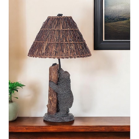 Homeroots 29" Gray Novelty Table Lamp With Brown Empire Shade 524681
