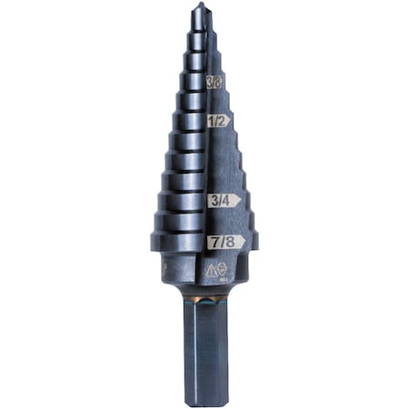 Klein Tools Step Drill Bit No 14 Double-Fluted, 3/16 to 7/8-Inch KTSB14