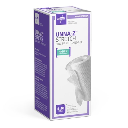Medline Unna-Z Stretch Zinc Oxide Compression Bandage, 4in x 10 yd., 12PK NONUNNAS140