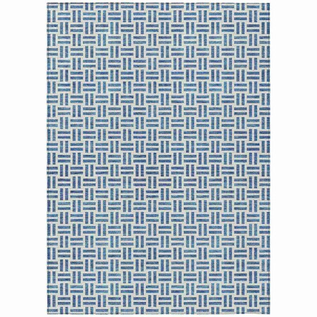 Homeroots 5' X 8' Denim Blue And Ivory Geometric Washable Indoor Outdoor Area Rug 614738