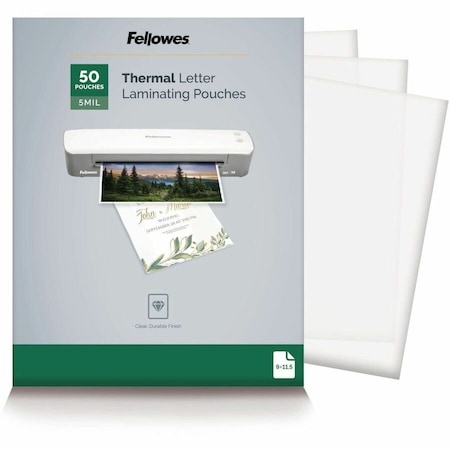 Fellowes QUALITY LAMINATING POUCHES PROVIDE CLARITY AND DURABILITY. PRESERVE AND PROTECT 5744501