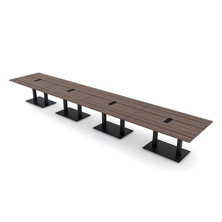 Skutchi Designs Rectangle Conference Table With Power, 48 in W, 264 in L, Brown HAR-REC-48X264-DOU.BK-H3041-EBLK