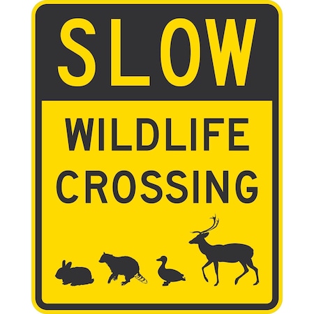 Lyle Slow Wildlife Crossing (w/graphic), 24x30, Non-Reflective, Yellow G-14210-NA_24x30