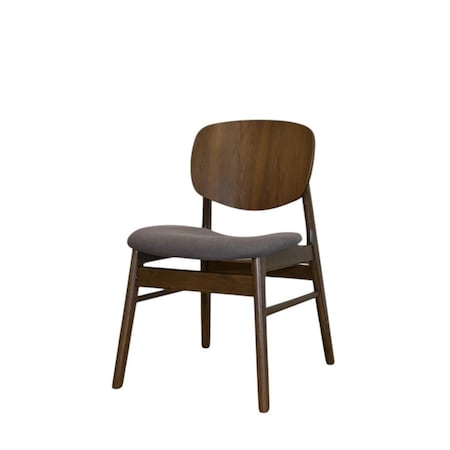 Homeroots Set of Two Brown and Walnut Fabric and Solid Wood Partially Open Back Dining Side Chairs, 2PK 716271