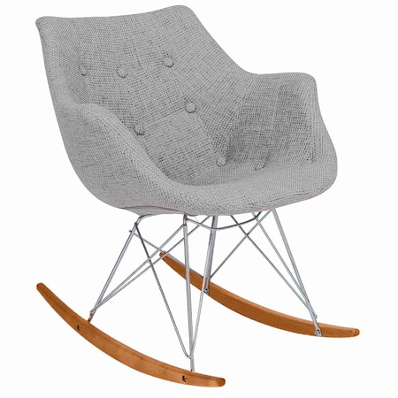 Leisuremod Willow Twill Fabric Eiffel Rocking Chair, Grey WR24GRT