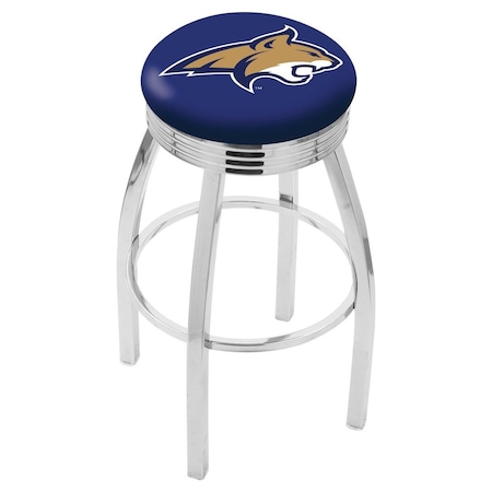 Holland Bar Stool Co 30" Chrome Montana State Swivel Bar Stool, Accent Ring L8C3C30MontSt