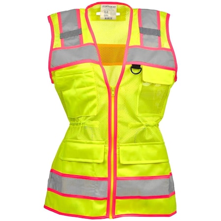 J. J. Keller & Associates Women's High Visibility Safety Vest with Pink Trim, Type R Class 2, Small, SAFEGEAR 66193